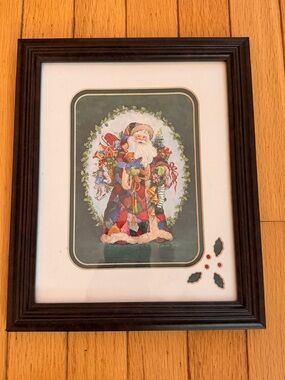 Red Framed Santa print by Barbara Mock 9.5 x 11.5